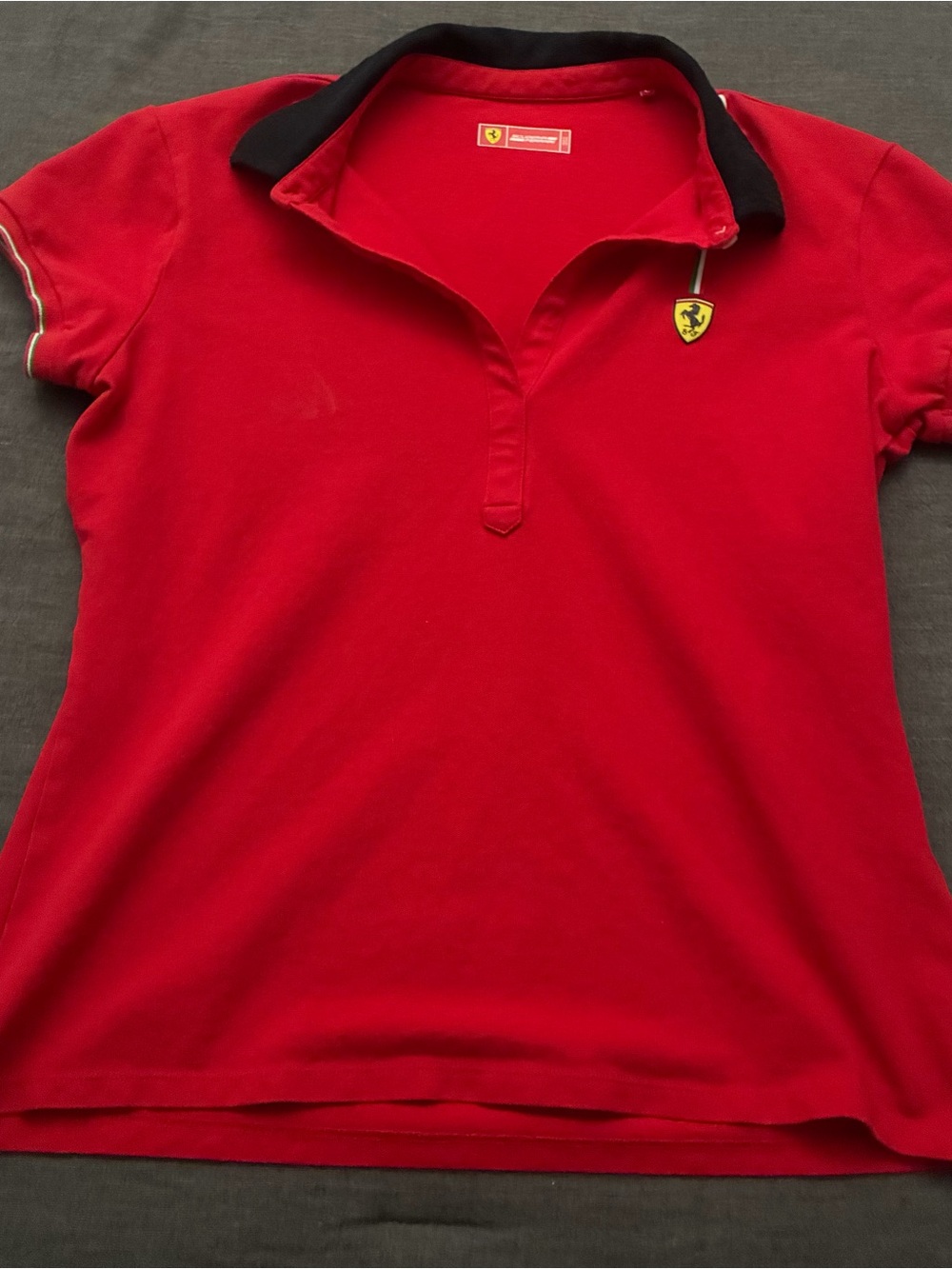 Ferrari Red Polo Shirt with Black Collar